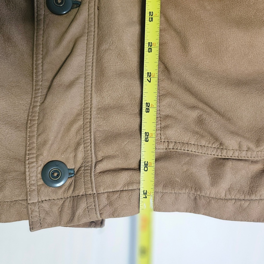 VTG Merit Awards Mens XL Suede Tan Leather Chore Jacket Flannel Lining Barn Coat - Picture 10 of 11